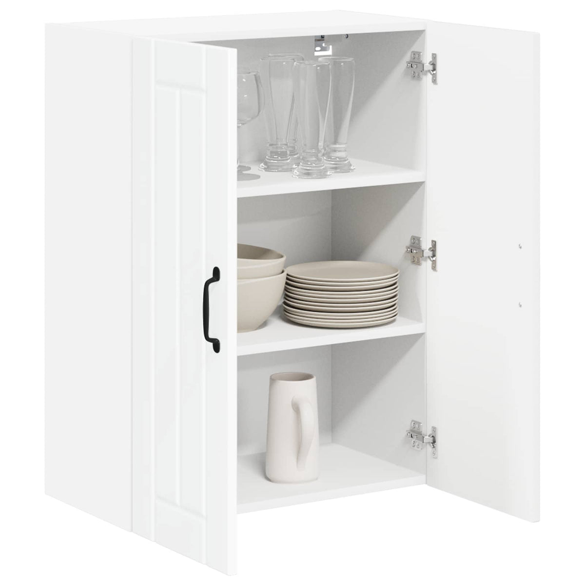 Wall Glass Cabinet LUCCA High Gloss White 60 x 31 x 80 cm