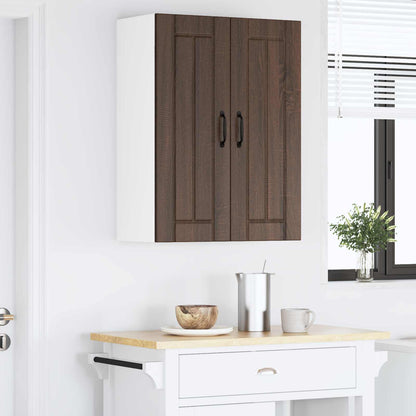 Wall Glass Cabinet LUCCA Brown Oak 60 x 31 x 80 cm