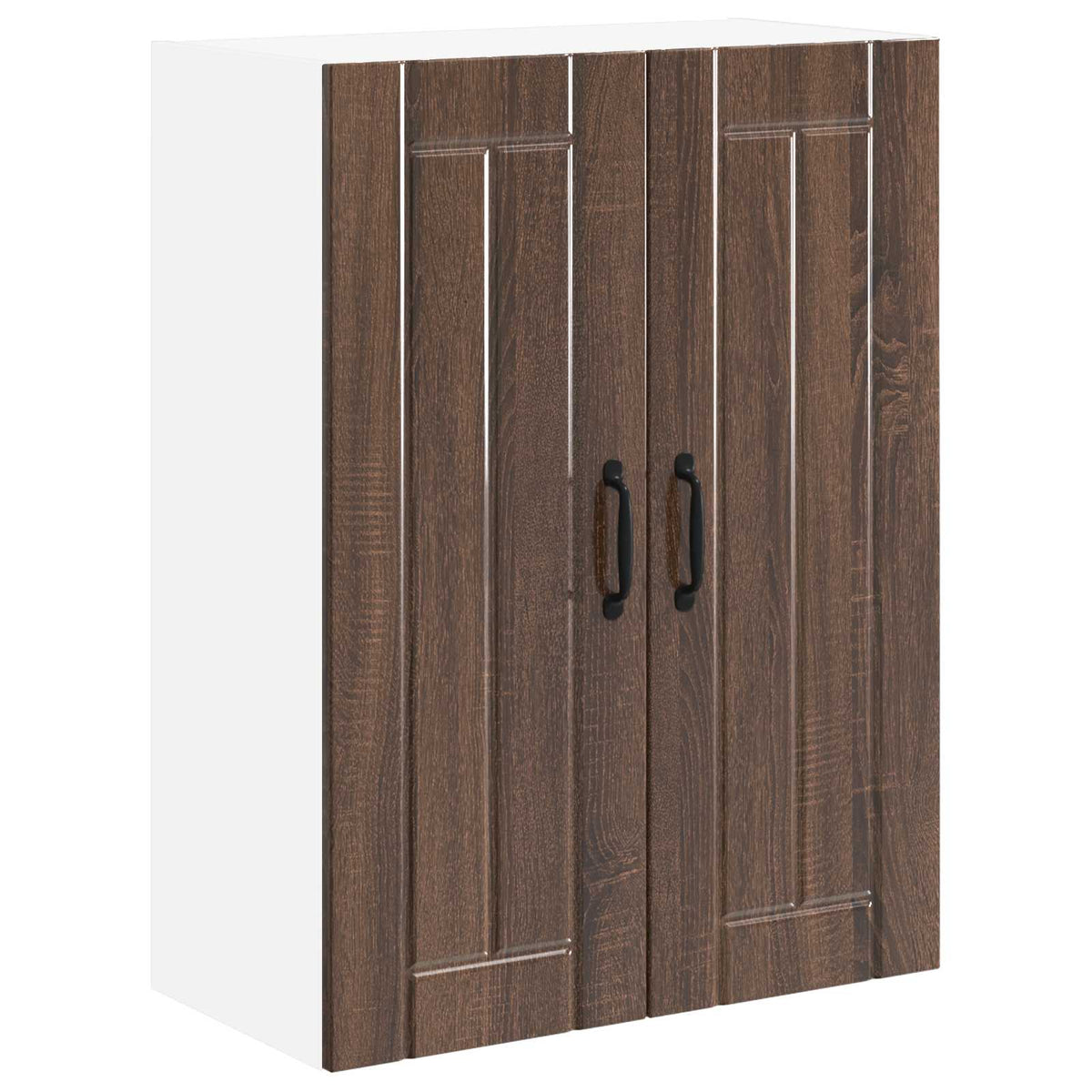 Wall Glass Cabinet LUCCA Brown Oak 60 x 31 x 80 cm