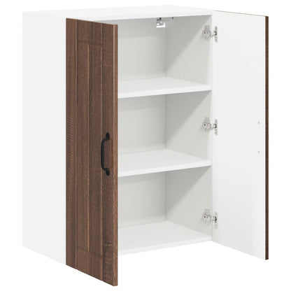 Wall Glass Cabinet LUCCA Brown Oak 60 x 31 x 80 cm