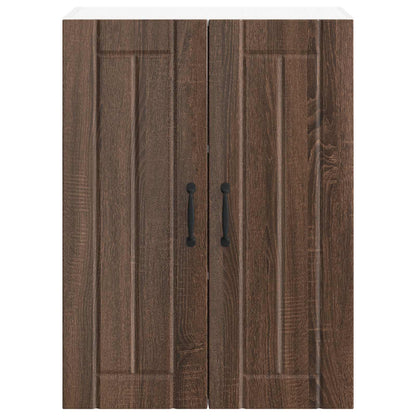 Wall Glass Cabinet LUCCA Brown Oak 60 x 31 x 80 cm