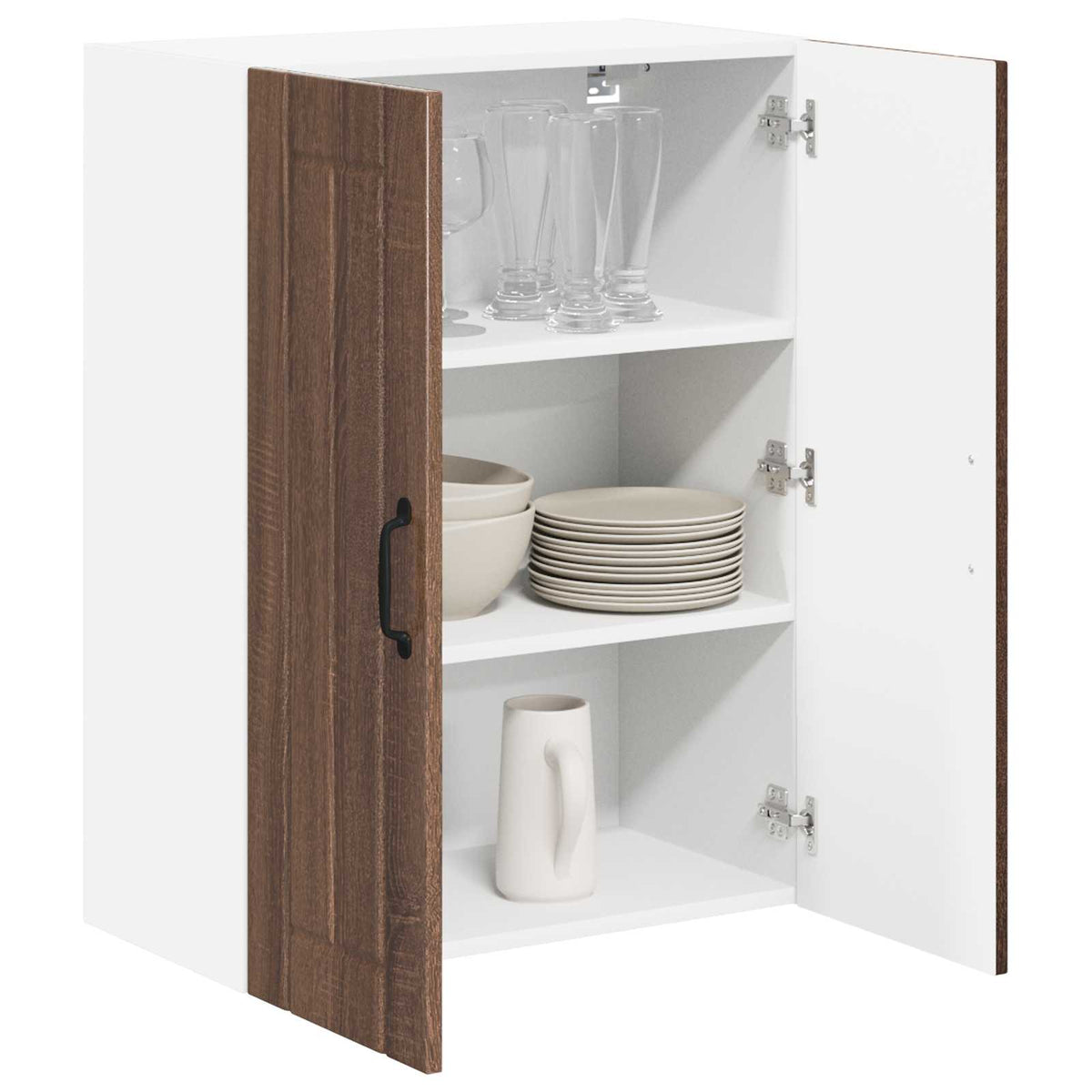 Wall Glass Cabinet LUCCA Brown Oak 60 x 31 x 80 cm