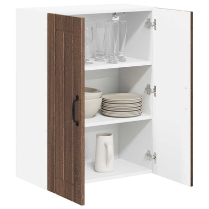 Wall Glass Cabinet LUCCA Brown Oak 60 x 31 x 80 cm