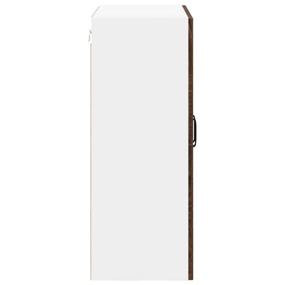 Wall Glass Cabinet LUCCA Brown Oak 60 x 31 x 80 cm