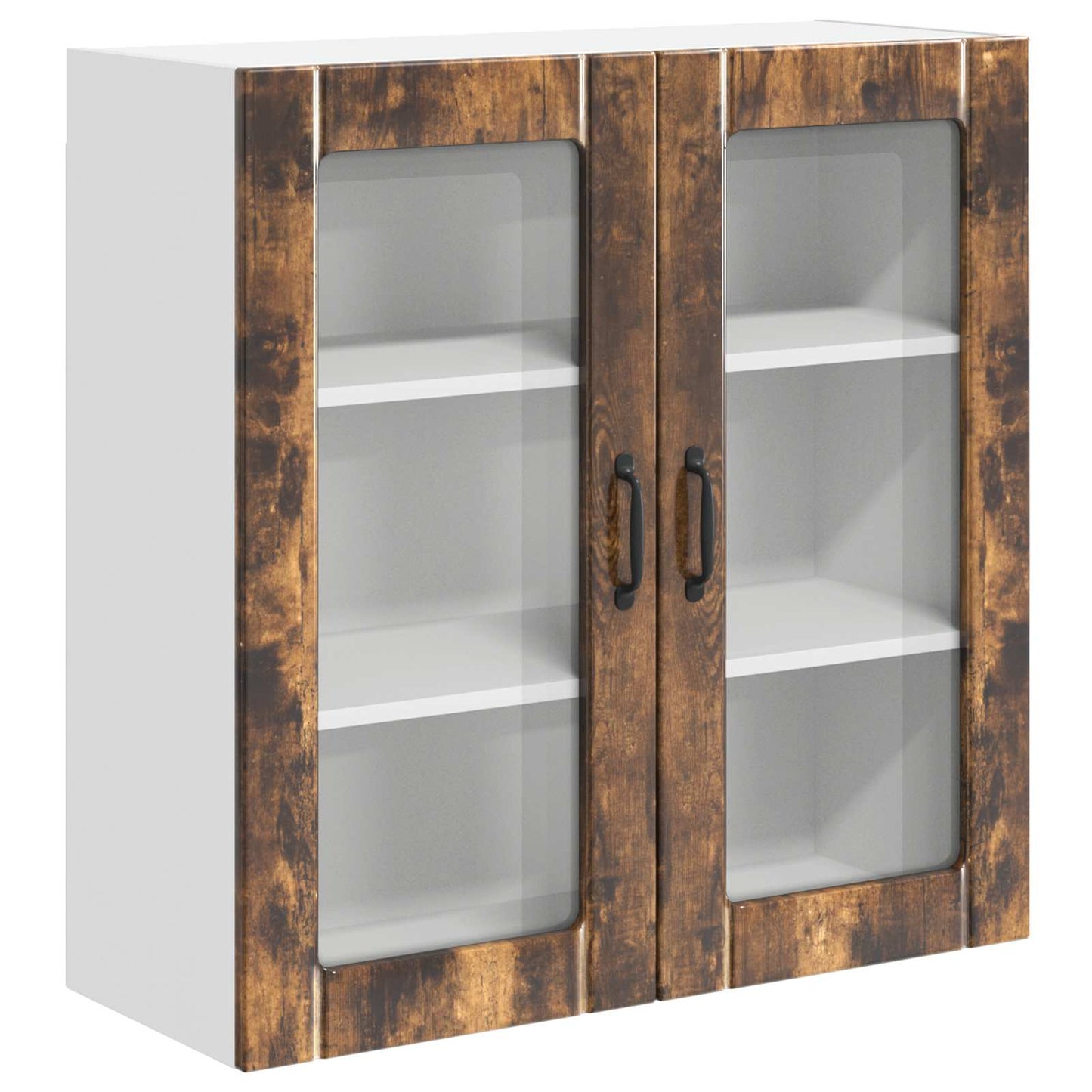 Wall Glass Cabinet LUCCA Smoked Oak 80 x 31 x 80 cm
