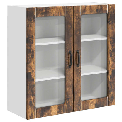 Wall Glass Cabinet LUCCA Smoked Oak 80 x 31 x 80 cm