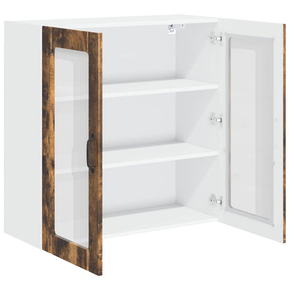 Wall Glass Cabinet LUCCA Smoked Oak 80 x 31 x 80 cm