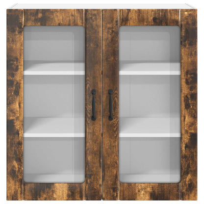 Wall Glass Cabinet LUCCA Smoked Oak 80 x 31 x 80 cm