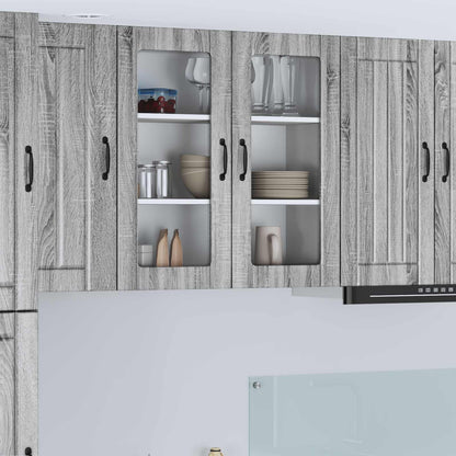 Wall Glass Cabinet LUCCA Grey Sonoma 80 x 31 x 80 cm