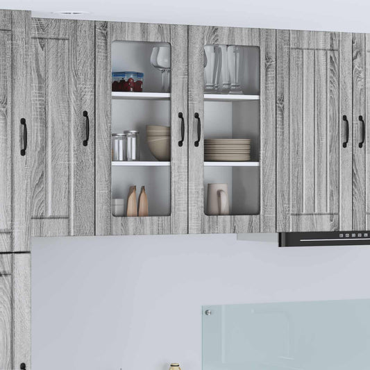 Wall Glass Cabinet LUCCA Grey Sonoma 80 x 31 x 80 cm