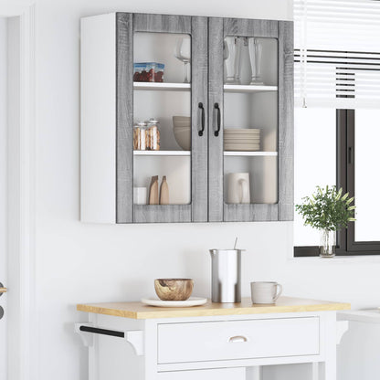 Wall Glass Cabinet LUCCA Grey Sonoma 80 x 31 x 80 cm