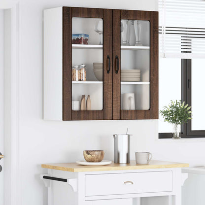 Wall Glass Cabinet LUCCA Brown Oak 80 x 31 x 80 cm