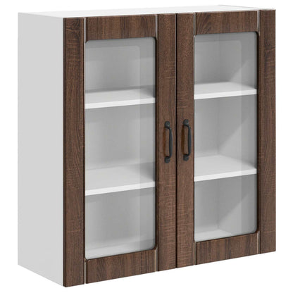 Wall Glass Cabinet LUCCA Brown Oak 80 x 31 x 80 cm