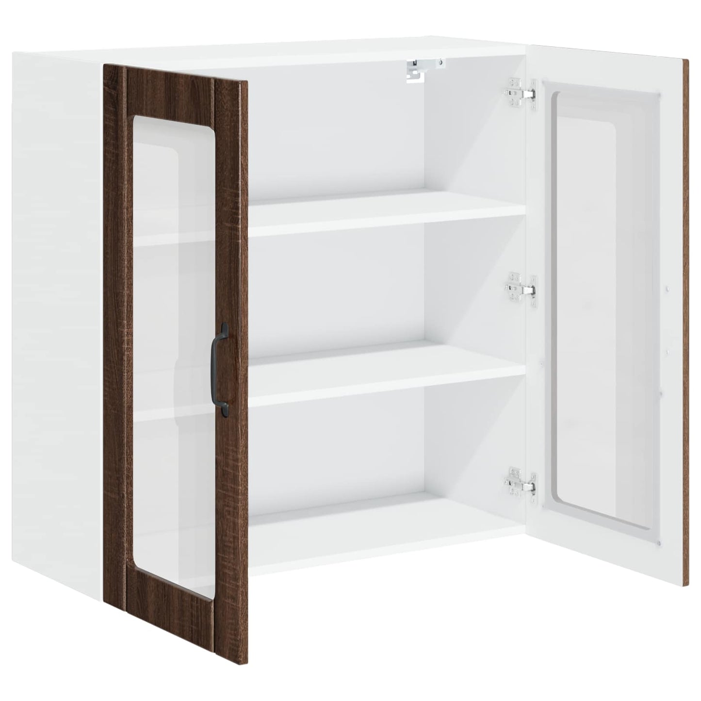 Wall Glass Cabinet LUCCA Brown Oak 80 x 31 x 80 cm