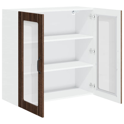 Wall Glass Cabinet LUCCA Brown Oak 80 x 31 x 80 cm