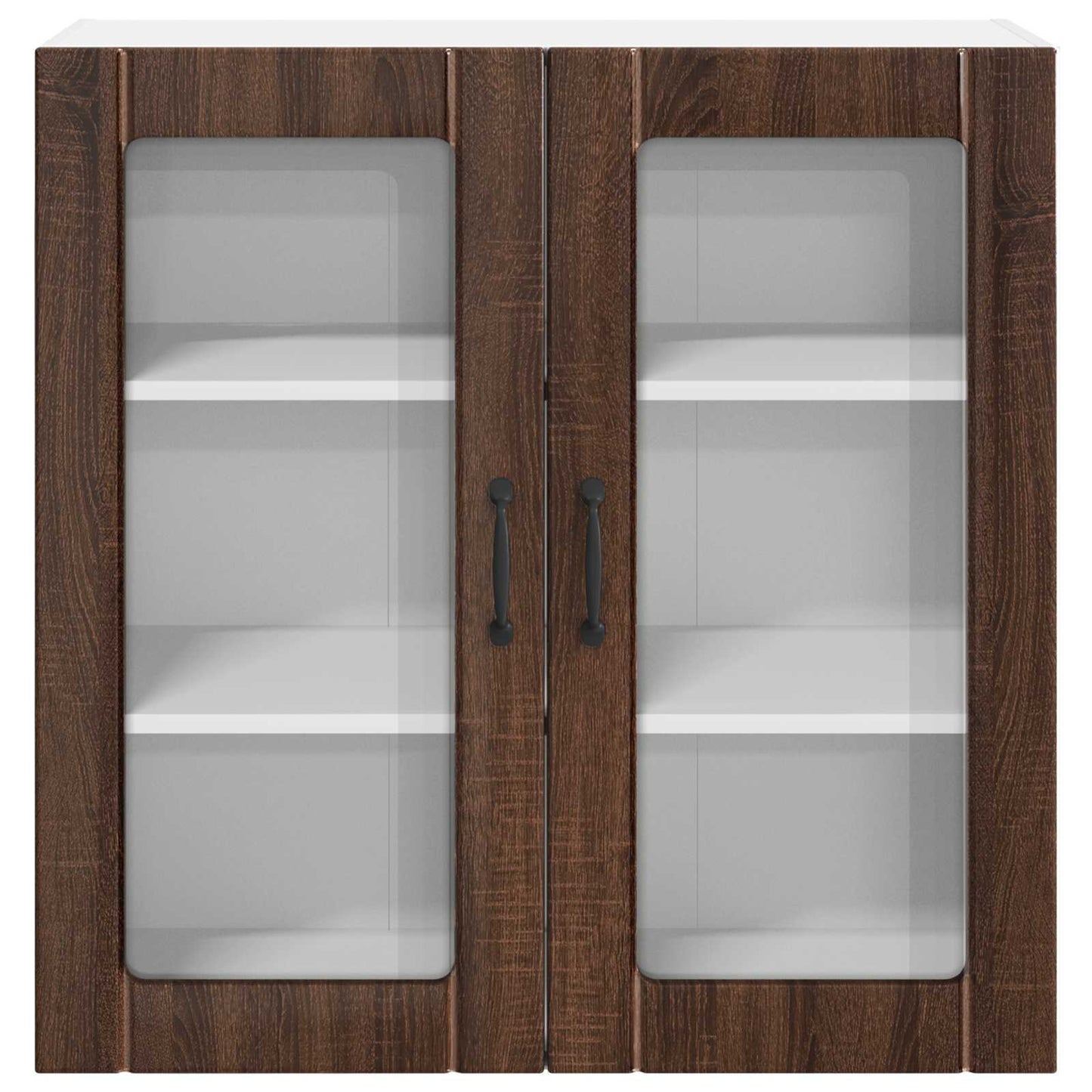 Wall Glass Cabinet LUCCA Brown Oak 80 x 31 x 80 cm