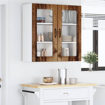 Wall Glass Cabinet LUCCA Old Wood 80 x 31 x 80 cm