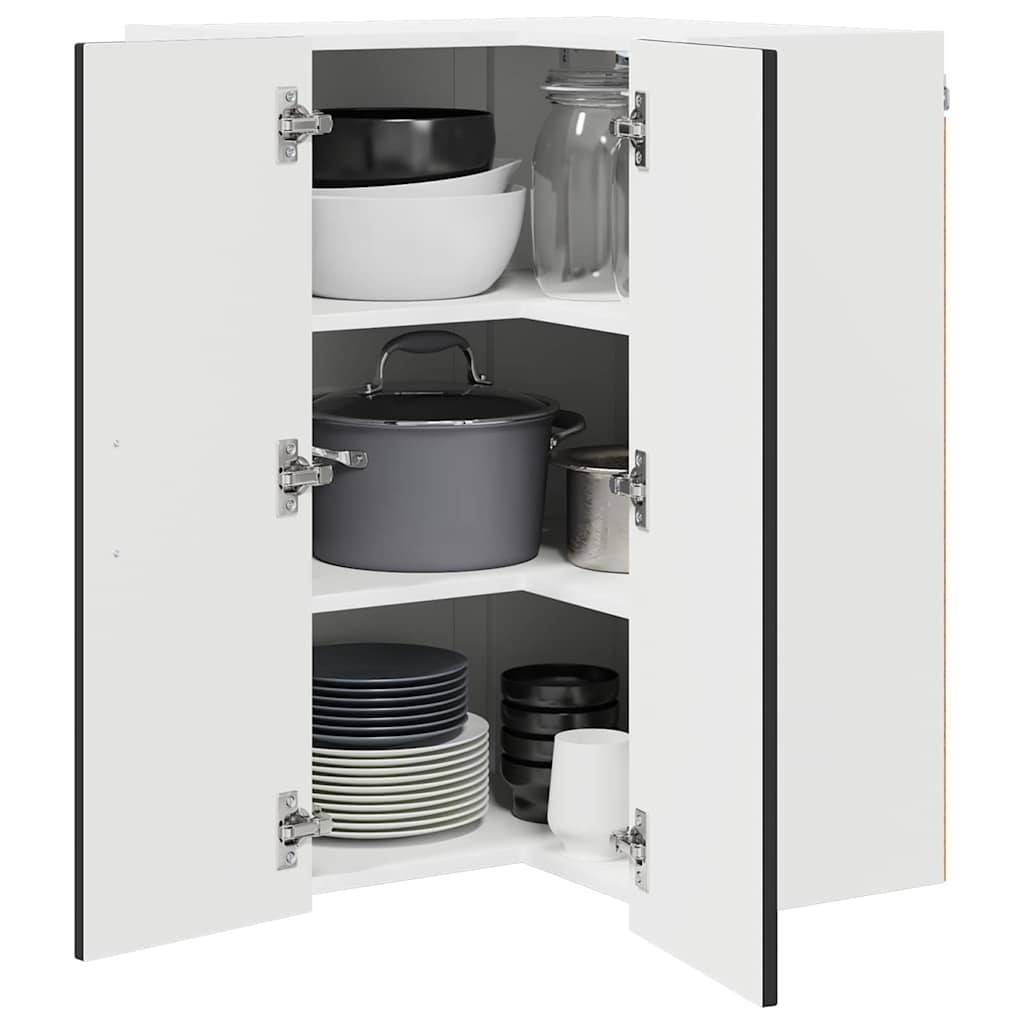 Wall Corner Cabinet LUCCA Black 57 x 57 x 80 cm Engineered Wood