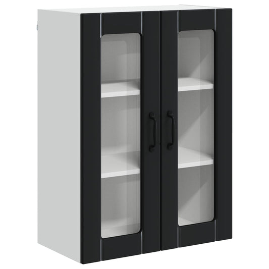 Wall Glass Cabinet LUCCA Black 60 x 31 x 80 cm Engineered Wood