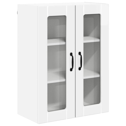 Wall Glass Cabinet LUCCA High Gloss White 60 x 31 x 80 cm
