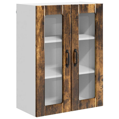 Wall Glass Cabinet LUCCA Smoked Oak 60 x 31 x 80 cm