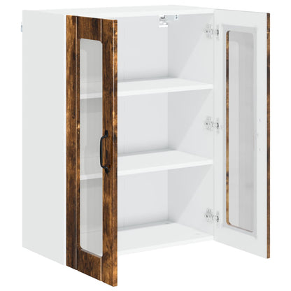 Wall Glass Cabinet LUCCA Smoked Oak 60 x 31 x 80 cm
