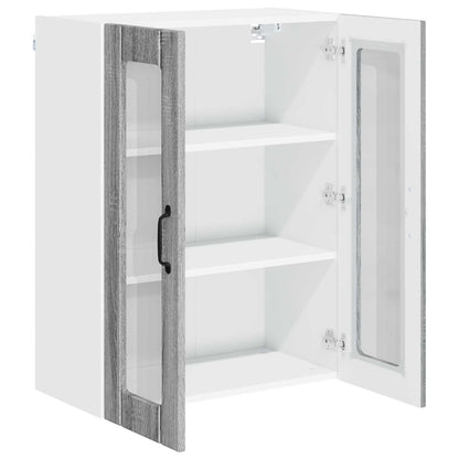 Wall Glass Cabinet LUCCA Grey Sonoma 60 x 31 x 80 cm