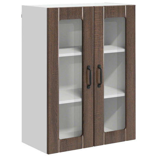 Wall Glass Cabinet LUCCA Brown Oak 60 x 31 x 80 cm