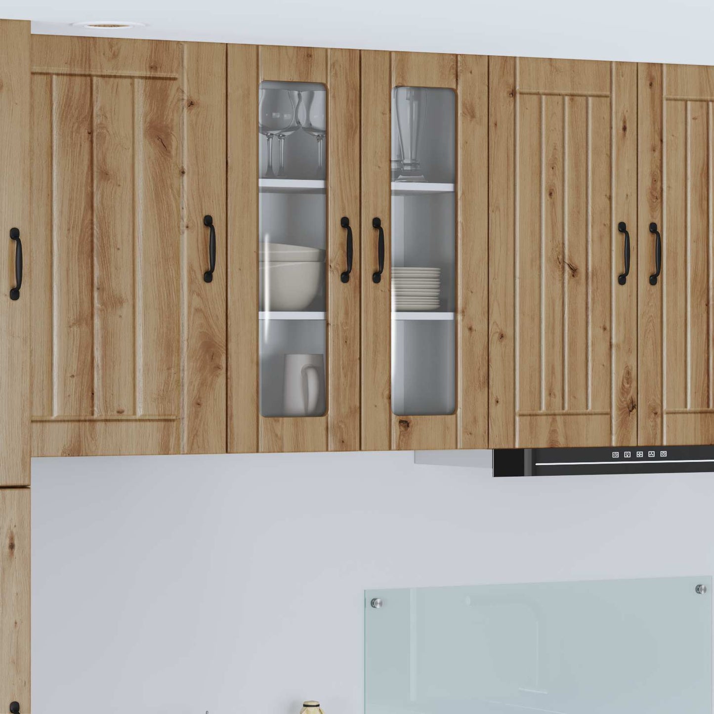 Wall Glass Cabinet LUCCA Artisan Oak 60 x 31 x 80 cm