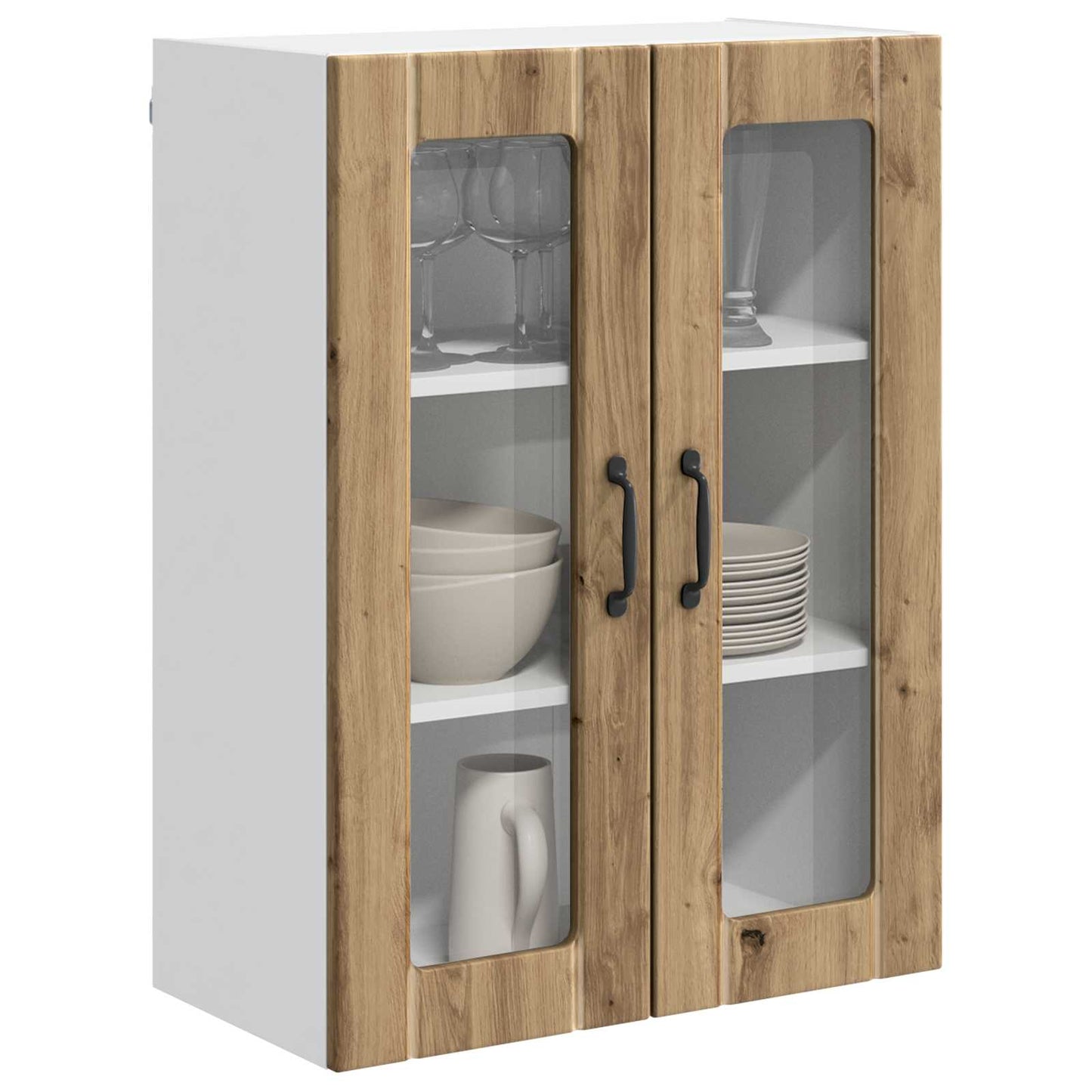 Wall Glass Cabinet LUCCA Artisan Oak 60 x 31 x 80 cm