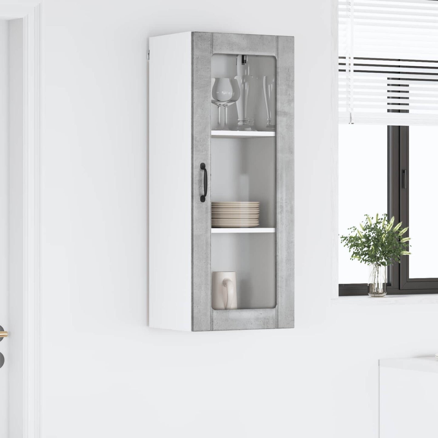 Wall Glass Cabinet LUCCA Concrete Grey 40 x 31 x 100 cm