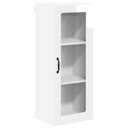 Wall Glass Cabinet LUCCA High Gloss White 40 x 31 x 100 cm
