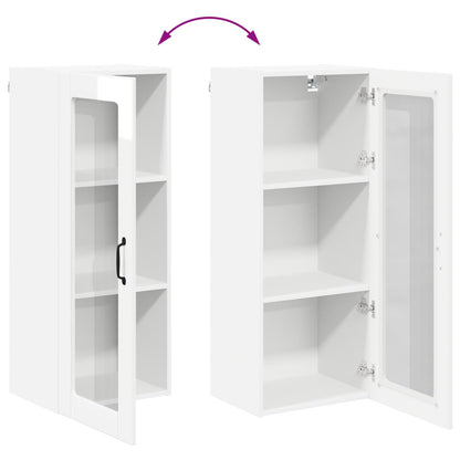 Wall Glass Cabinet LUCCA High Gloss White 40 x 31 x 100 cm