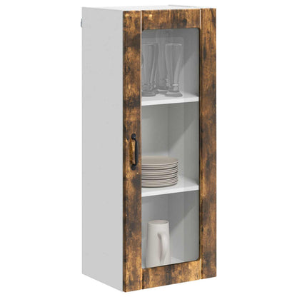 Wall Glass Cabinet LUCCA Smoked Oak 40 x 31 x 100 cm
