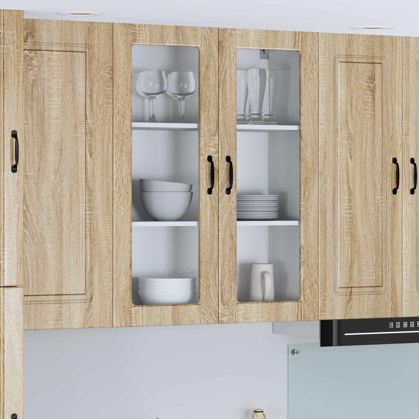 Wall Glass Cabinet LUCCA Sonoma Oak 80 x 31 x 100 cm