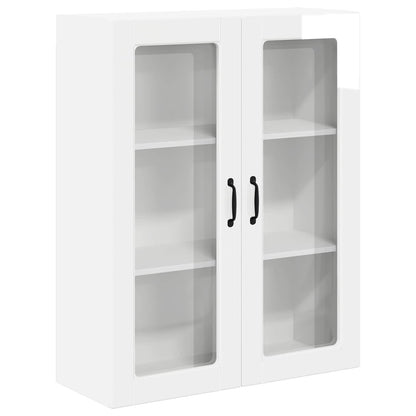 Wall Glass Cabinet LUCCA High Gloss White 80 x 31 x 100 cm