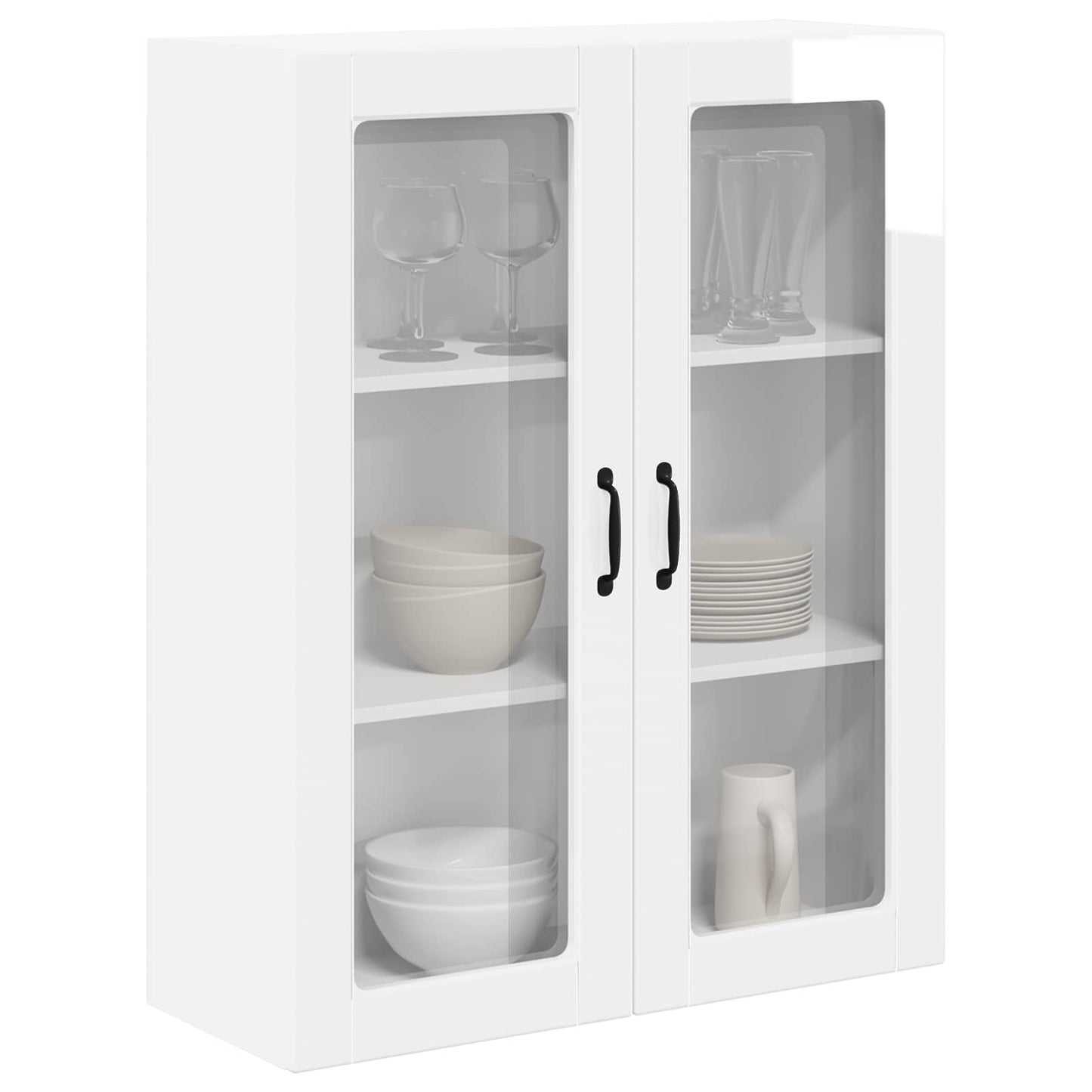 Wall Glass Cabinet LUCCA High Gloss White 80 x 31 x 100 cm
