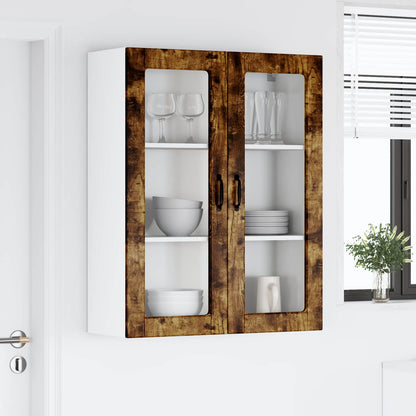 Wall Glass Cabinet LUCCA Smoked Oak 80 x 31 x 100 cm