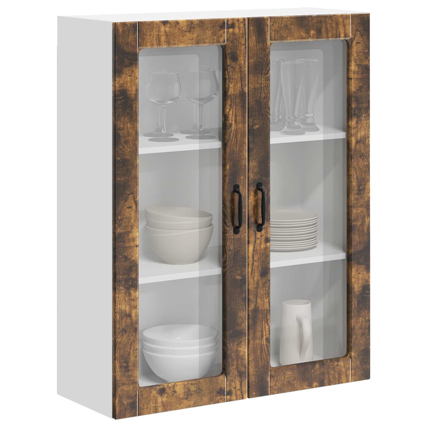 Wall Glass Cabinet LUCCA Smoked Oak 80 x 31 x 100 cm
