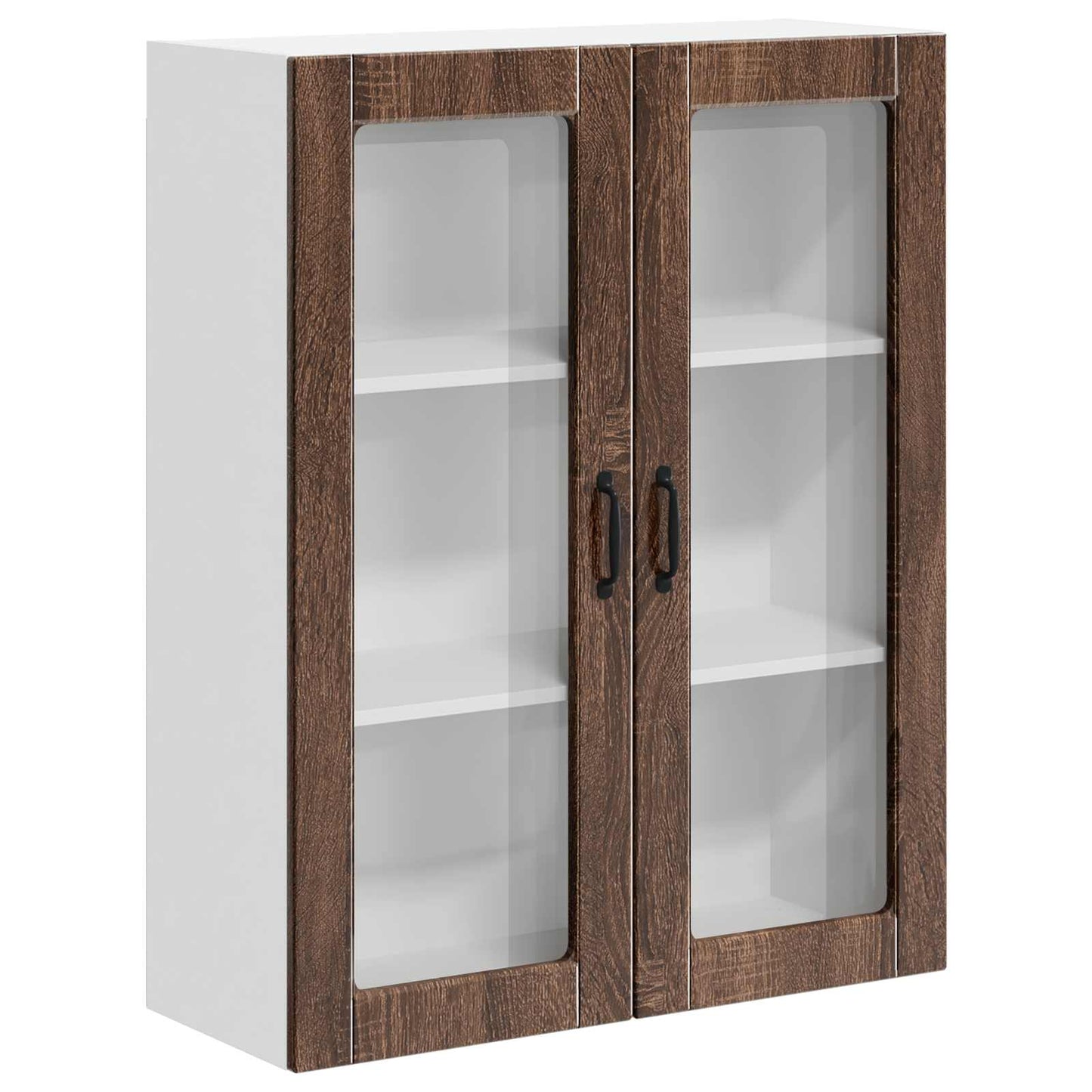 Wall Glass Cabinet LUCCA Brown Oak 80 x 31 x 100 cm