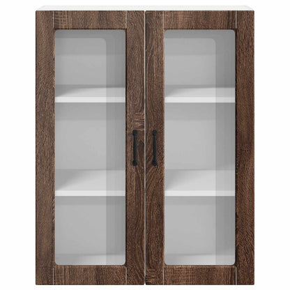 Wall Glass Cabinet LUCCA Brown Oak 80 x 31 x 100 cm