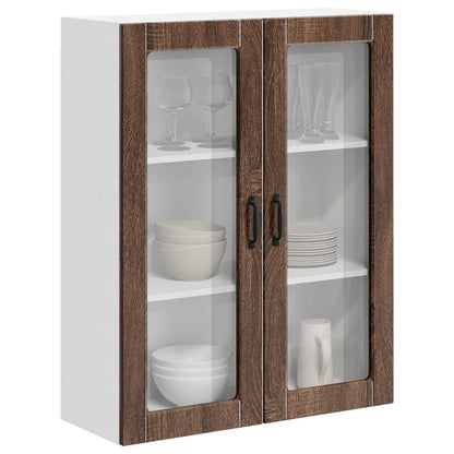Wall Glass Cabinet LUCCA Brown Oak 80 x 31 x 100 cm