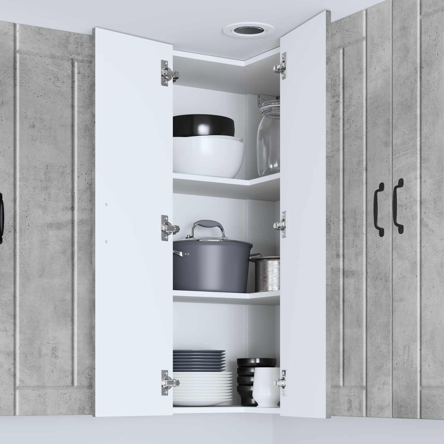 Wall Corner Cabinet LUCCA Concrete Grey 57 x 57 x 100 cm