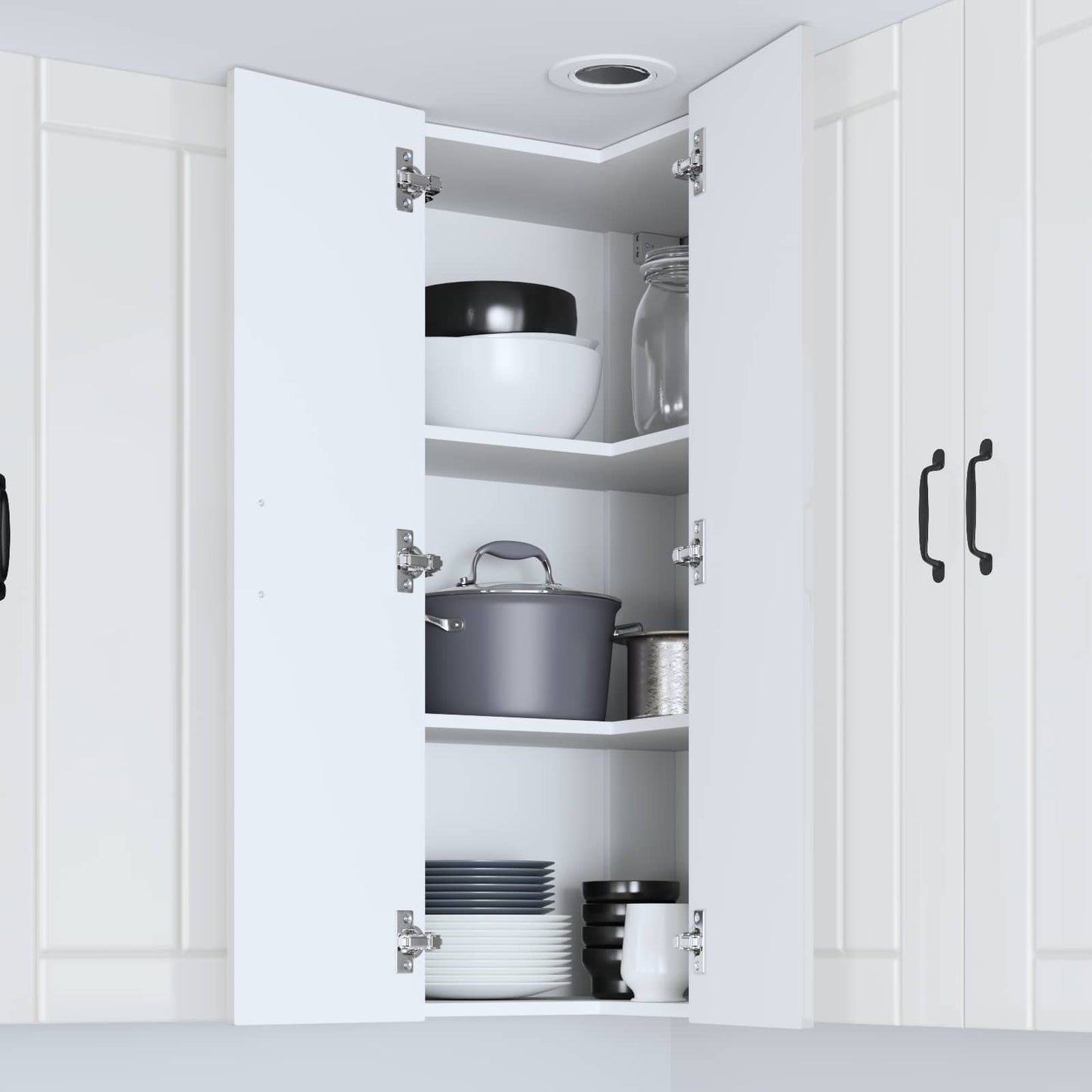 Wall Corner Cabinet LUCCA High Gloss White 57 x 57 x 100 cm