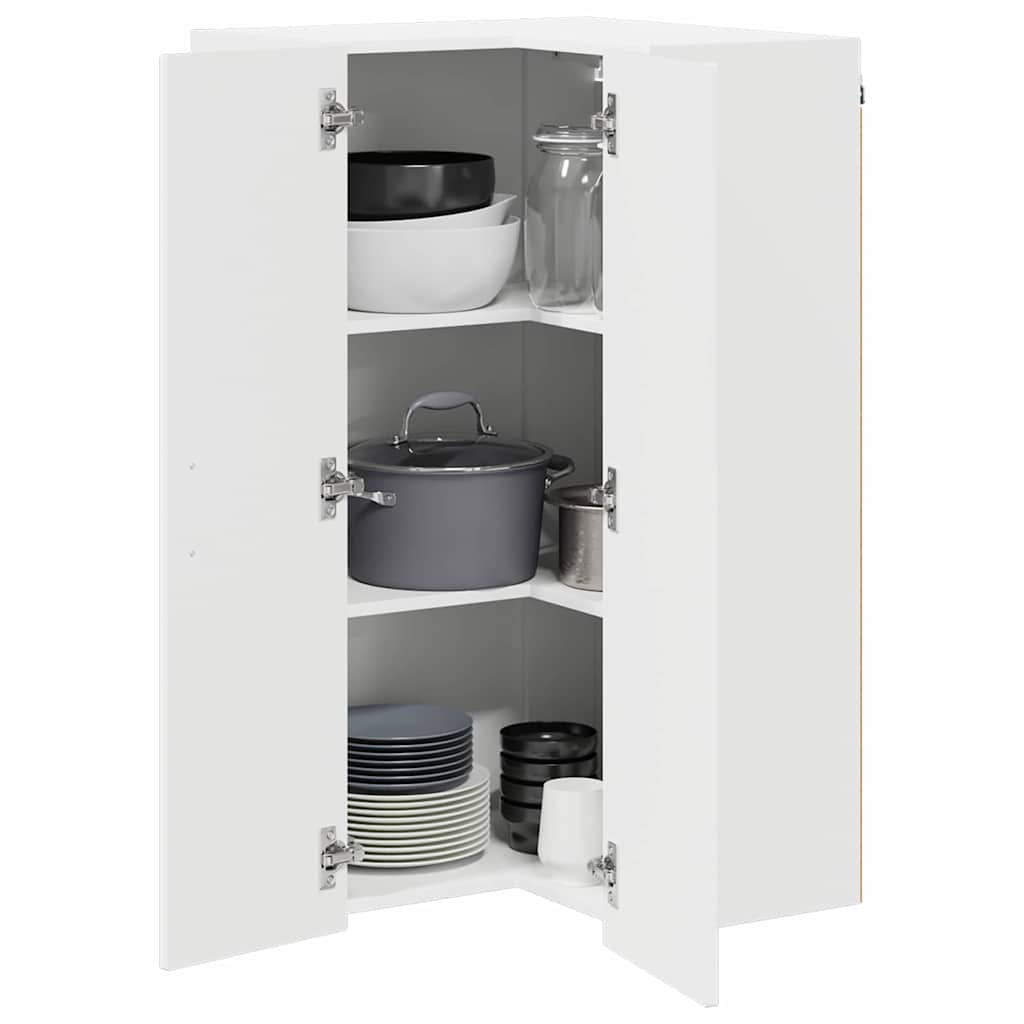 Wall Corner Cabinet LUCCA High Gloss White 57 x 57 x 100 cm