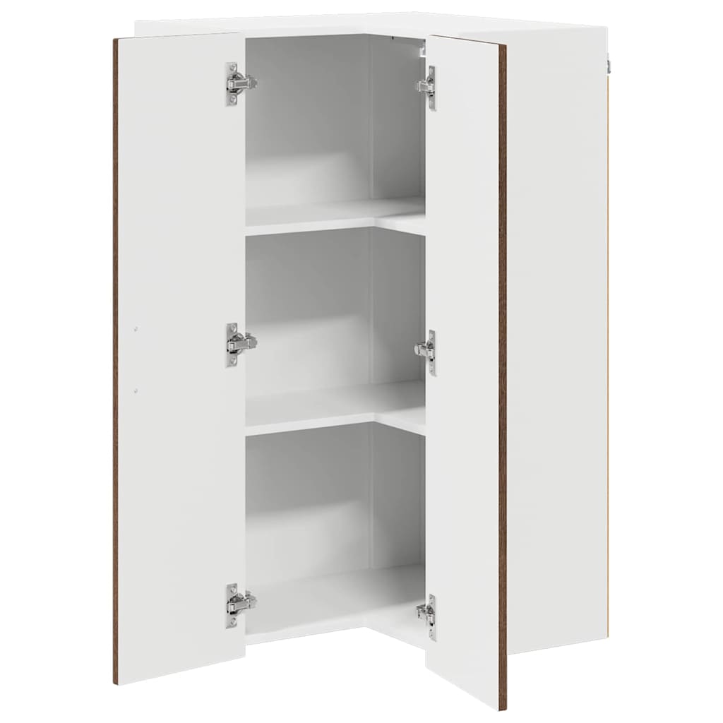 Wall Corner Cabinet LUCCA Brown Oak 57 x 57 x 100 cm