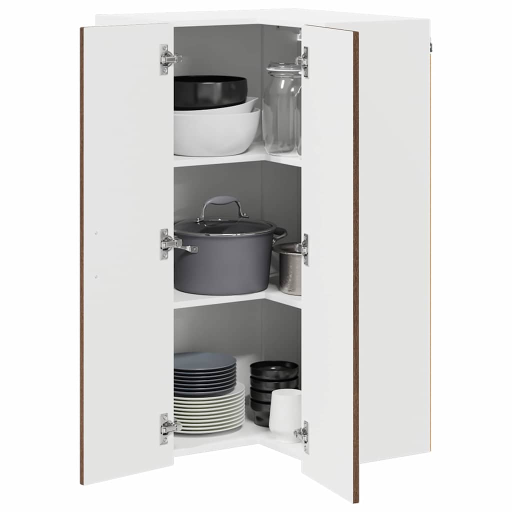 Wall Corner Cabinet LUCCA Brown Oak 57 x 57 x 100 cm