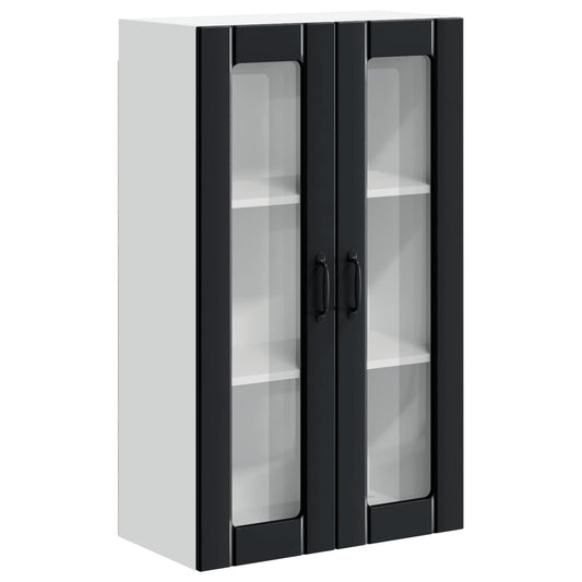 Wall Glass Cabinet LUCCA Black 60 x 31 x 100 cm Engineered Wood