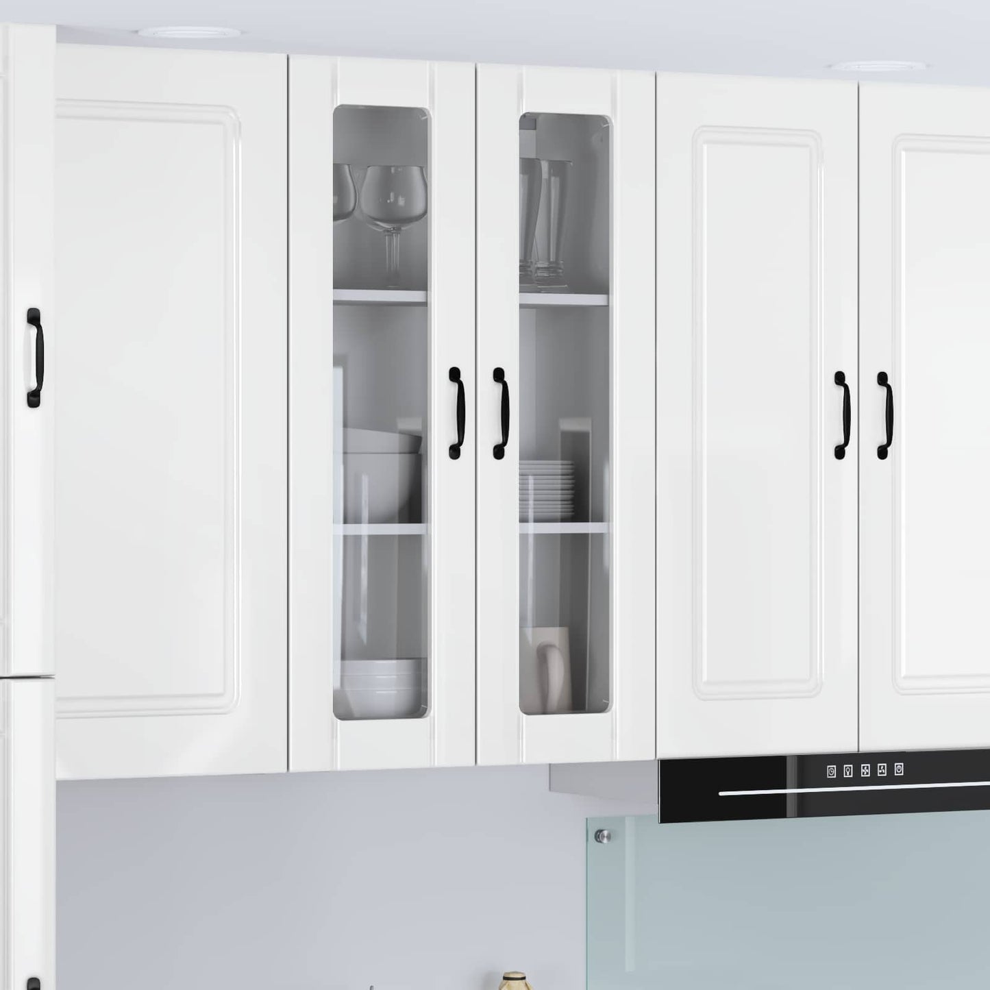 Wall Glass Cabinet LUCCA High Gloss White 60 x 31 x 100 cm