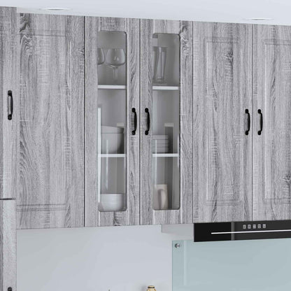 Wall Glass Cabinet LUCCA Grey Sonoma 60 x 31 x 100 cm